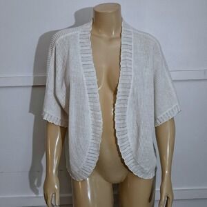 Lauren Ralph Lauren Womens White Knit Open Front Short Sleeve Cardigan One Size